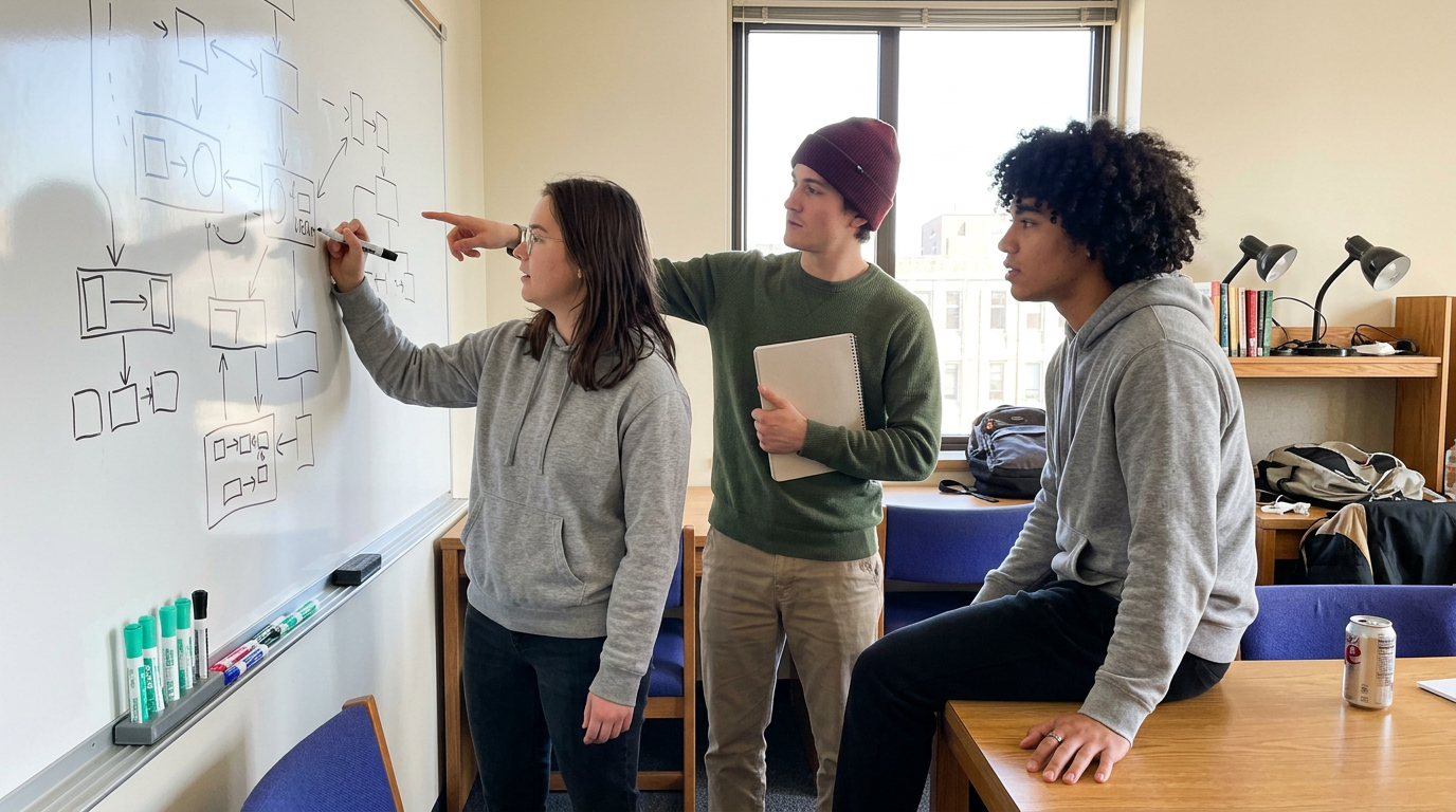 1pm whiteboard session with the study crew