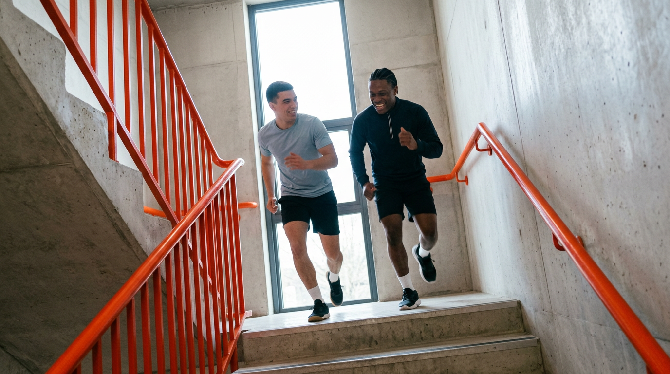2pm stairwell races between floors