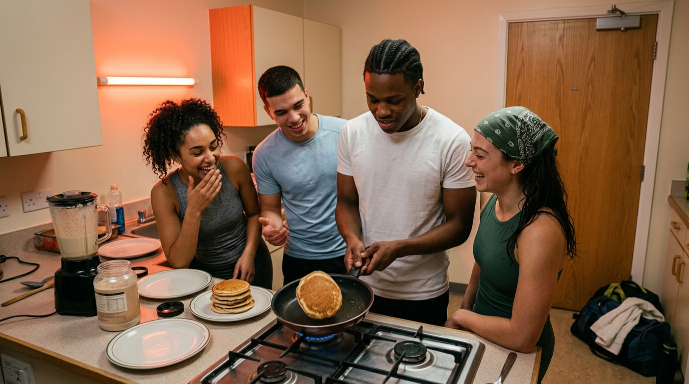 8pm protein pancakes with the crew