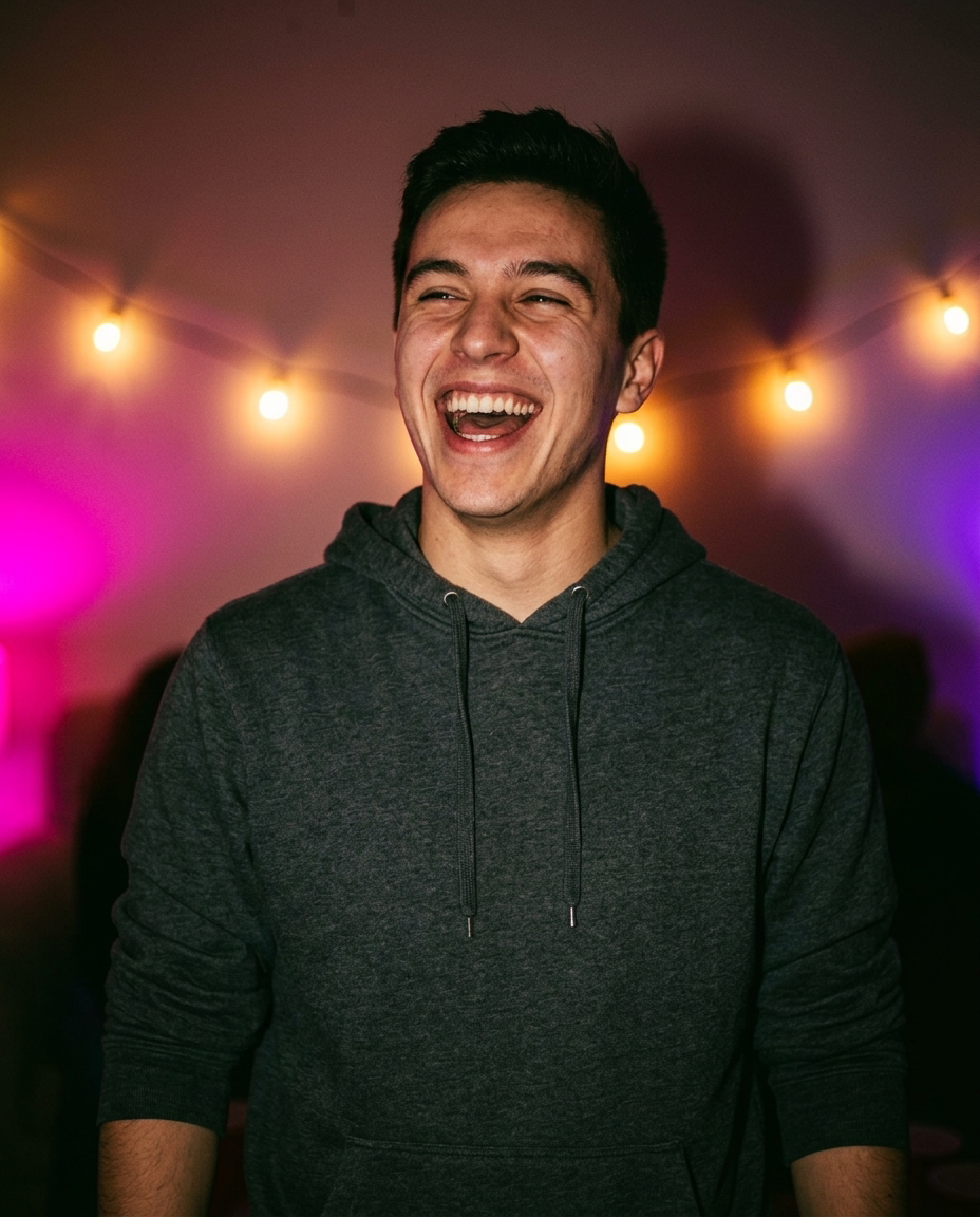 Jonas from Social, mid-karaoke