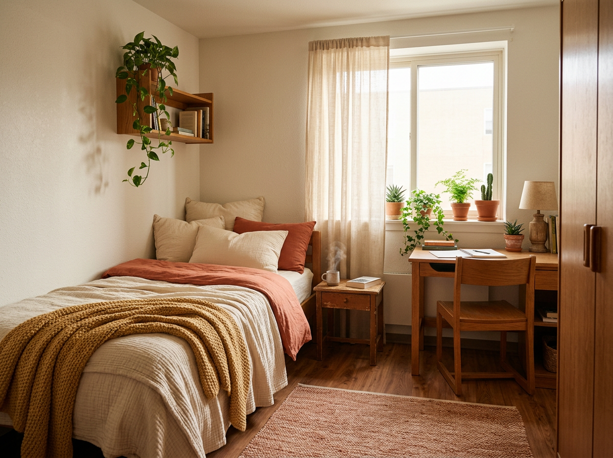 Single room at Nest — soft light, plants on the sill