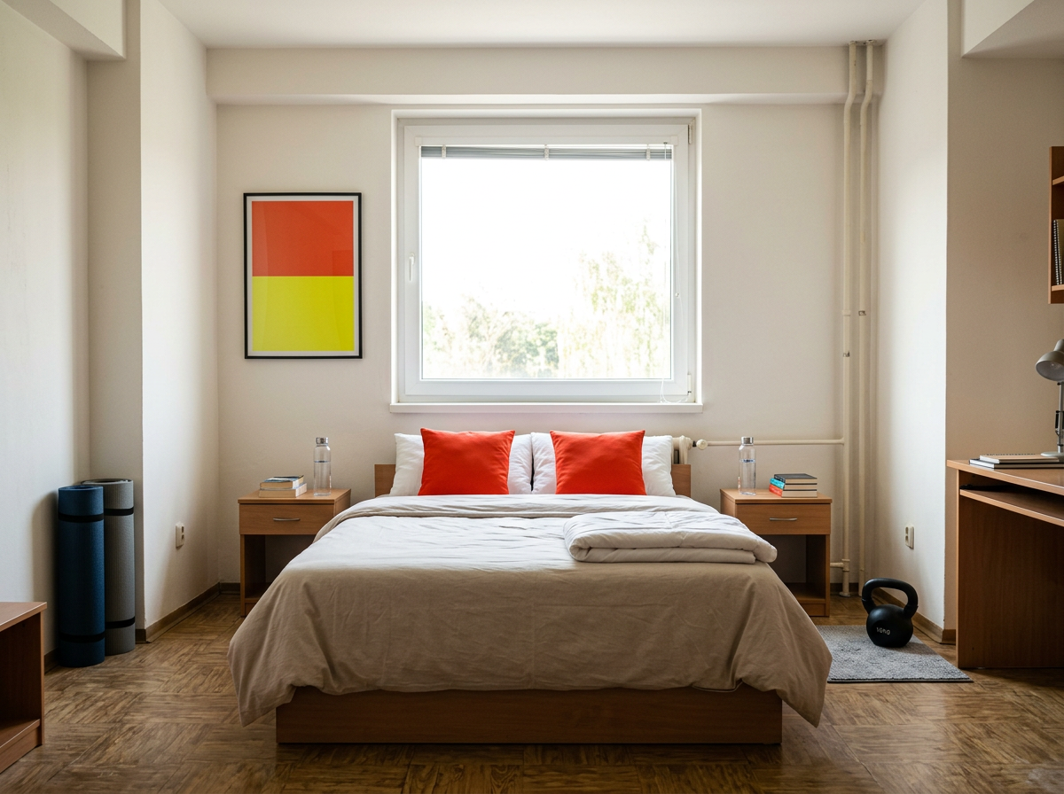 Twin room at Pulse — one queen bed, two nightstands